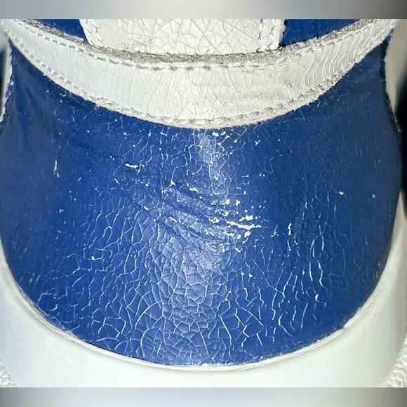 NEW SAINT LAURENT YSL SL/24 LEATHER SNEAKERS MID TOP WHITE BLUE SZ 42 61… - Picture 16 of 16